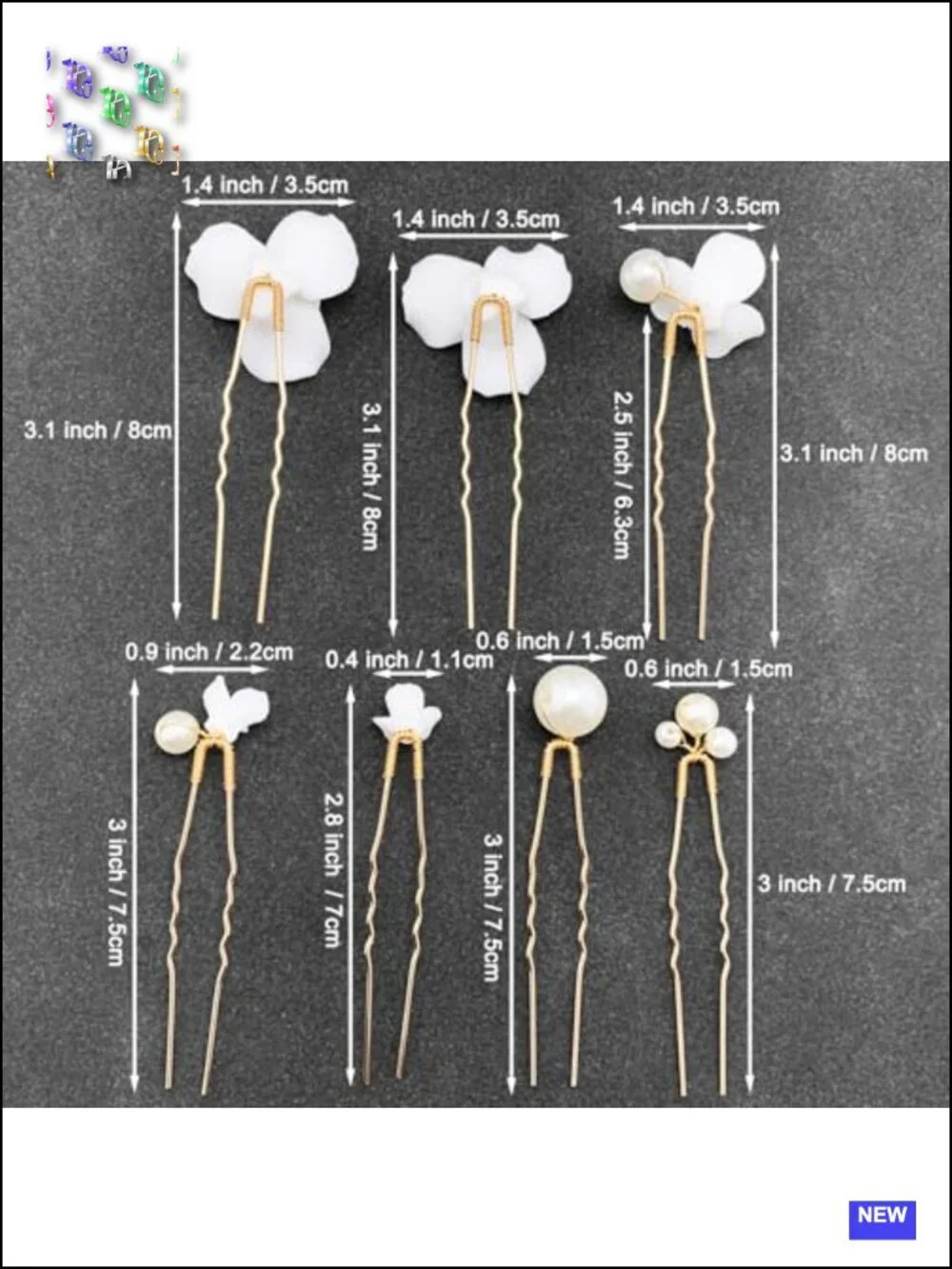 7 Pcs Elegant Handmade Ceramic Flower Pearl Hair Pins for Wedding